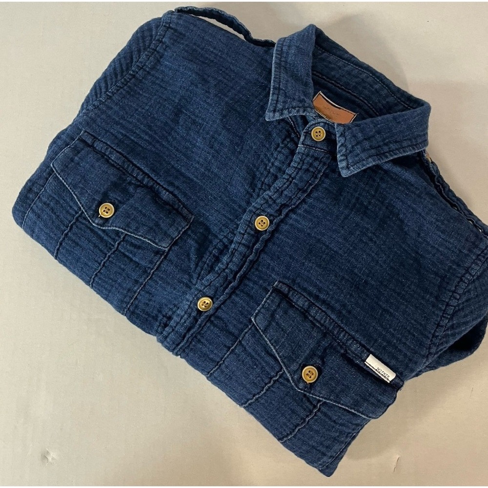 Mother Denim Shirt Dress Womens XS Blue Long Sleeve Button Down Gauze - Picture 10 of 10